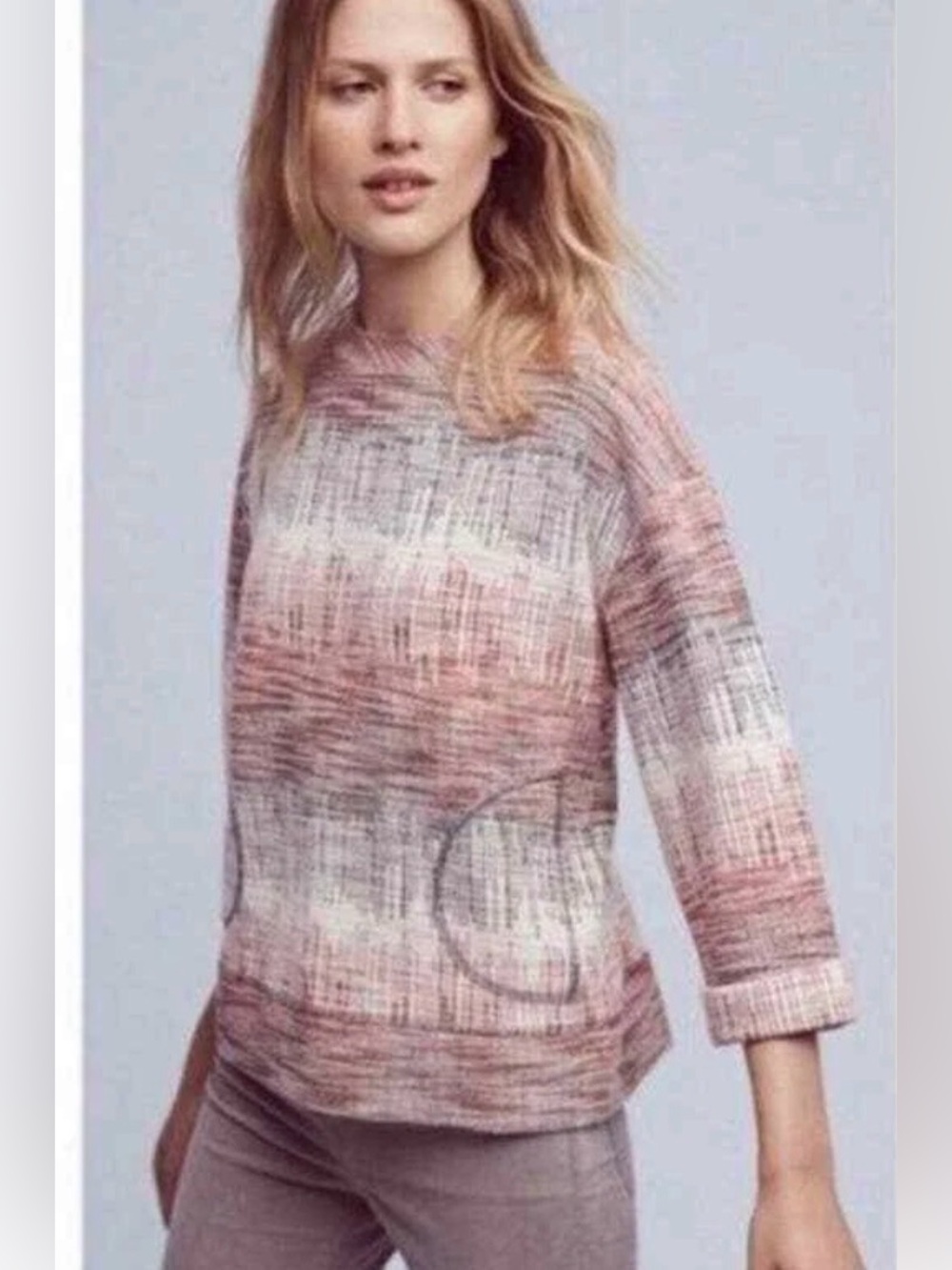 Anthropologie Postmark Etched Sunset Textured Knit Pullover Sweater